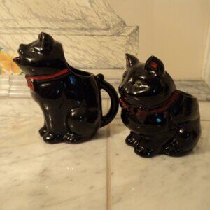 vintage Shafford Redware black cat cream & sugar